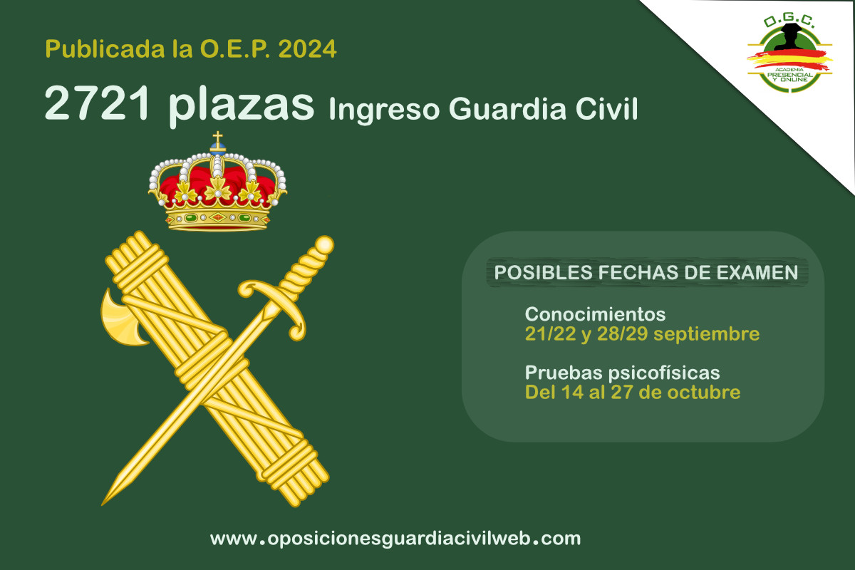 Oposiciones 2024: 2721 plazas ingreso guardia civil